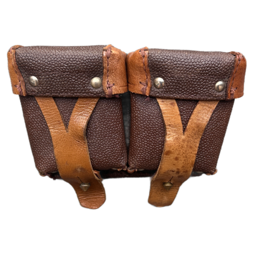 WW2 Russian M91/30 Pebbie Grain Leather Ammunition Pouch With Oil Container For Mosin Nagant Rifle (Original)