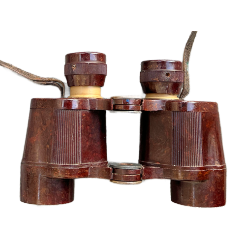WW2 German RARE Wehrmacht Dienstglas 6x30 Bakelite Binoculars with Rigid Leather Carrying Case (Original) - Image 2