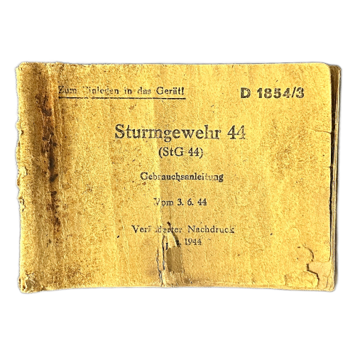 WW2 Original Very Rare German STG44 Assault Rifle Butt Stock field Manual Dated 1944