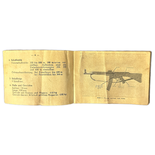 WW2 Original Very Rare German STG44 Assault Rifle Butt Stock field Manual Dated 1944 - Image 4