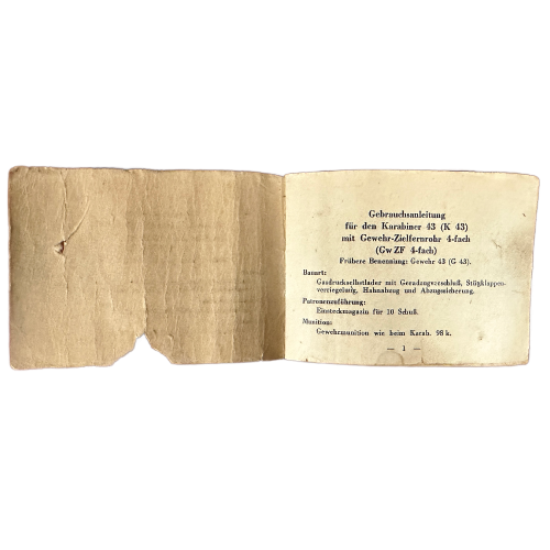 WW2 Original Very Rare German K43 Rifle Butt Stock field Manual (Original) - Image 4